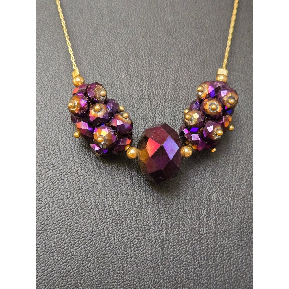 Katherine J. Kornblau KJK Purple Faceted Bead Goldtone Necklace Vintage